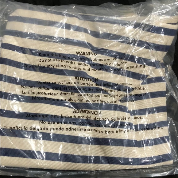 Summer and Rose Striped Tote Beach Bag Dark Navy Stripes Rope $58 - Picture 4 of 8